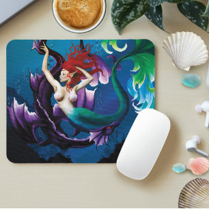 Mermaid Purple Dragon Friendship Fantasy Mouse Pad