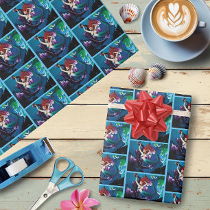 Mermaid Purple Dragon Friendship Fantasy Wrapping Paper