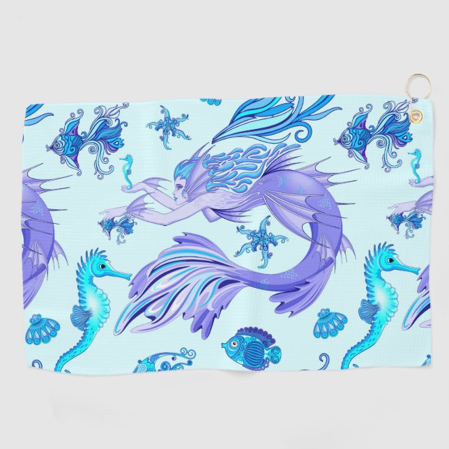 Mermaid Purple Fairy Creature Golf Towel (Horizontal)