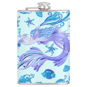 Mermaid Purple Fairy Creature Hip Flask