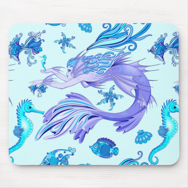 Mermaid Purple Fairy Creature Mouse Pad (Front)