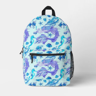 Mermaid Purple Fairy Creature Printed Backpack