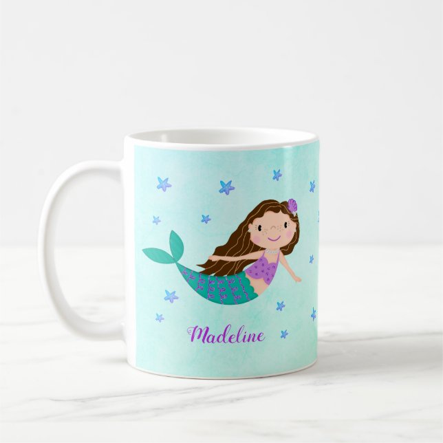 Mermaid Purple Glitter Aqua Coffee Mug (Left)