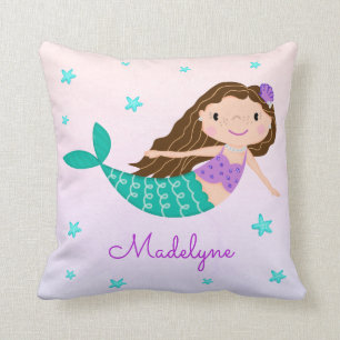 Mermaid Purple Glitter Rainbow Name Cushion