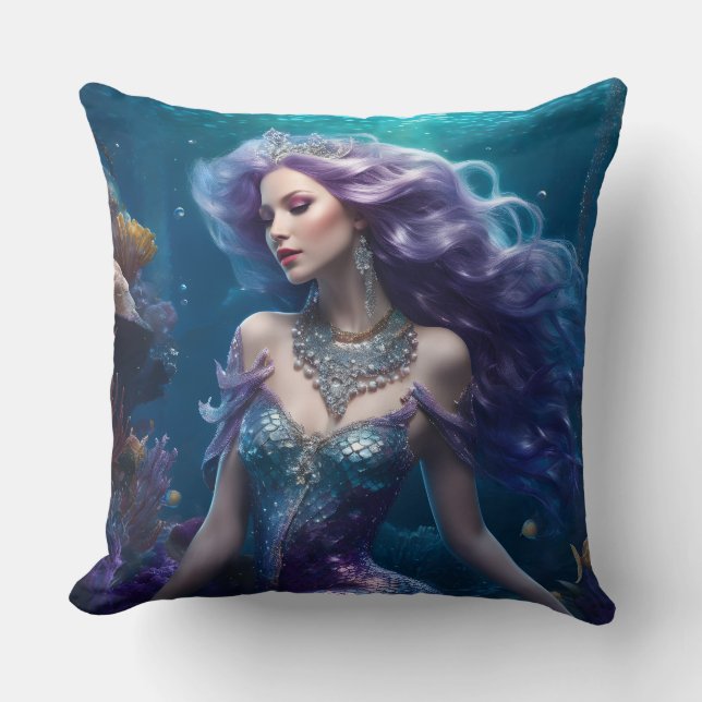 Mermaid Purple Hair Cushion (Front)