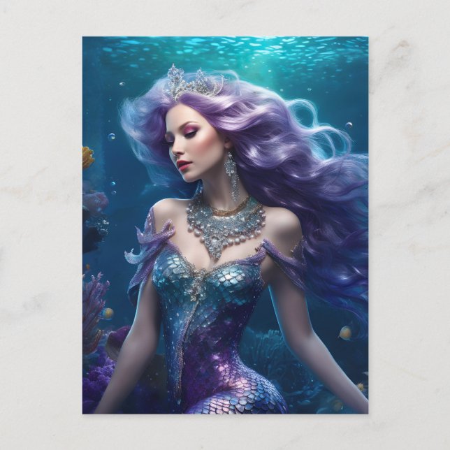 Mermaid Purple Hair Postcard (Front)