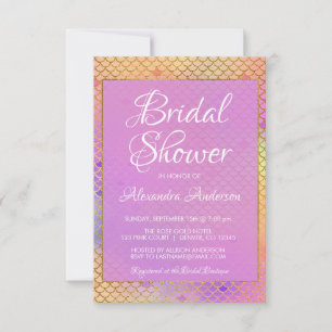 Mermaid Purple, Pink and Yellow Bridal Shower Invitation