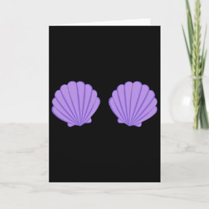 Mermaid Purple Seashell Bra Cartoon Graphic  Card