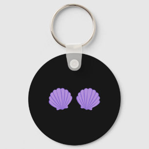 Mermaid Purple Seashell Bra Cartoon Graphic Key Ring
