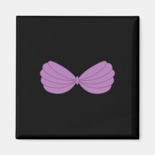Mermaid Purple Seashell Bra Cartoon Graphic  Magnet
