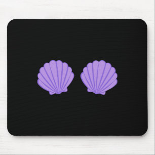 Mermaid Purple Seashell Bra Cartoon Graphic Mouse Pad
