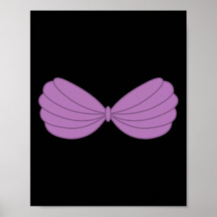 Mermaid Purple Seashell Bra Cartoon Graphic Poster