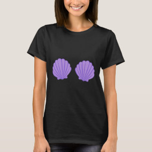 Mermaid Purple Seashell Bra Cartoon Graphic T-Shirt