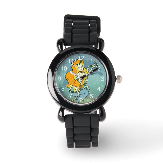 Mermaid Rainbow and Dolphin Illustration Design Watch (Front)