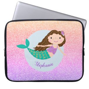 Mermaid Rainbow Glitter Cute Laptop Sleeve