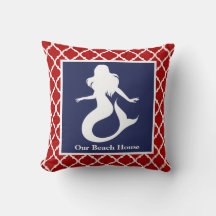 Mermaid Red White Blue Nautical Personalise Name