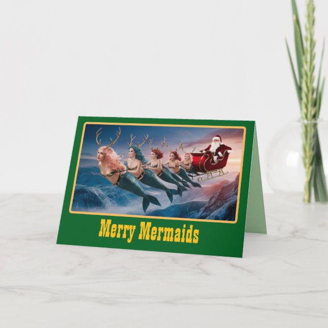 Mermaid Reindeer Card (Front)