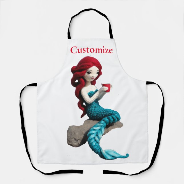 Mermaid Relaxing With Beverage Thunder_Cove  Apron (Front)