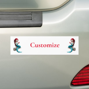 Mermaid Relaxing With Beverage Thunder_Cove  Bumper Sticker
