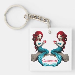Mermaid Relaxing With Beverage Thunder_Cove Key Ring