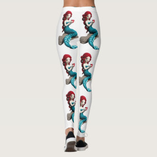 Mermaid Relaxing With Beverage Thunder_Cove Leggings