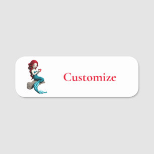 Mermaid Relaxing With Beverage Thunder_Cove  Name Tag
