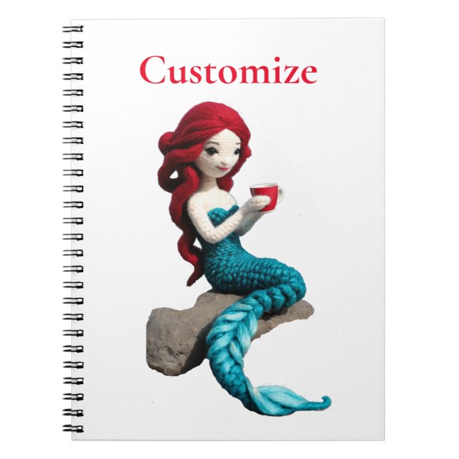 Mermaid Relaxing With Beverage Thunder_Cove  Notebook (Front)