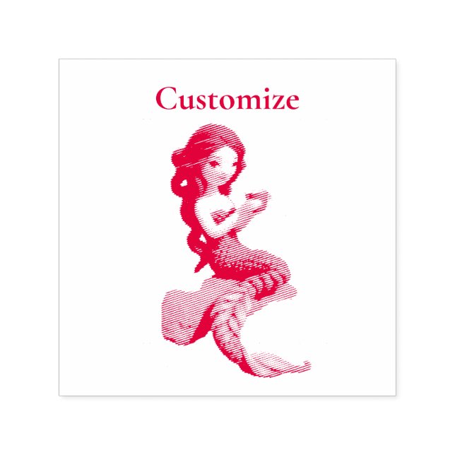 Mermaid Relaxing With Beverage Thunder_Cove  Self-inking Stamp (Design)