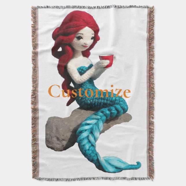 Mermaid Relaxing With Beverage Thunder_Cove  Throw Blanket (Front Vertical)