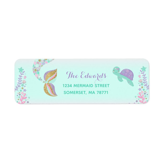 Mermaid Return Address Labels Mermaid Party (Front)