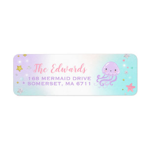 Mermaid Return Address Labels Under The Sea Party