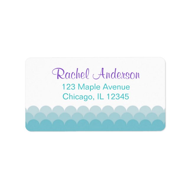 mermaid return address labels, water ocean waves label (Front)
