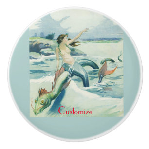Mermaid Riding Sea Serpent Thunder_Cove  Ceramic Knob