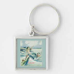Mermaid Riding Sea Serpent Thunder_Cove Key Ring