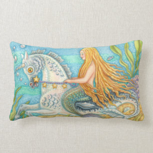 Mermaid Riding Seahorse Merhorse Unicorn PILLOW
