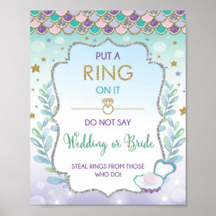 Mermaid Ring Game Wedding or Bride Bridal Shower Poster