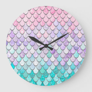 Mermaid Room Decor Clock, Pastel Large Clock