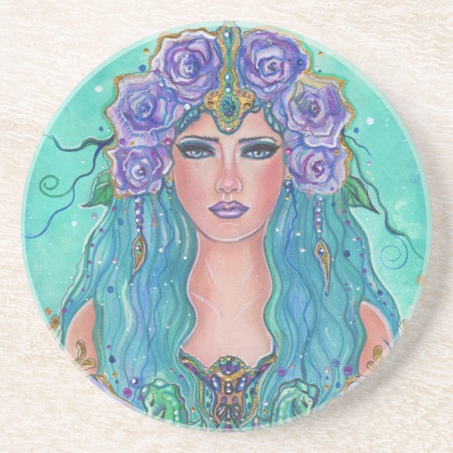 Mermaid Rose in the sea art by Renee Lavoie  Coaster (Front)