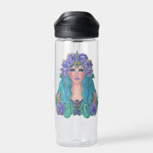 Mermaid Rose in the sea art by Renee Lavoie Water Bottle