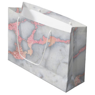 Mermaid Rosegold Glitter Marble Large Gift Bag