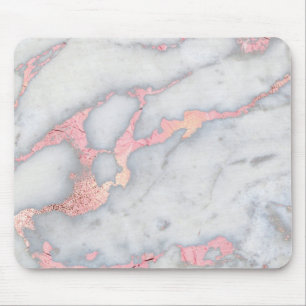 Mermaid Rosegold Glitter Marble Mouse Pad