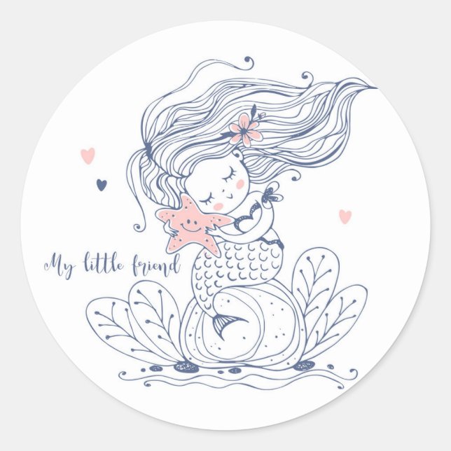 Mermaid  Round Sticker (Front)
