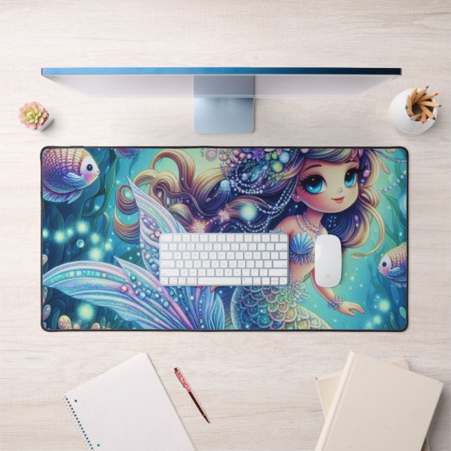 Mermaid’s Enchanted Underwater Realm Desk Mat (Office 1)