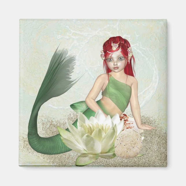 Mermaid, sand and Shells Magnet (Front)