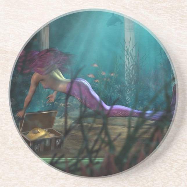 Mermaid Sandstone Drink Coaster (Front)