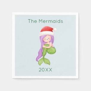 Mermaid Santa Christmas Napkin