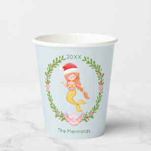 Mermaid Santa Christmas  Paper Cups