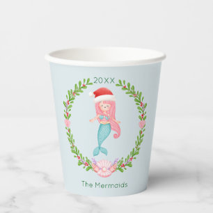 Mermaid Santa Christmas  Paper Cups