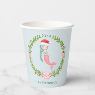 Mermaid Santa Christmas  Paper Cups