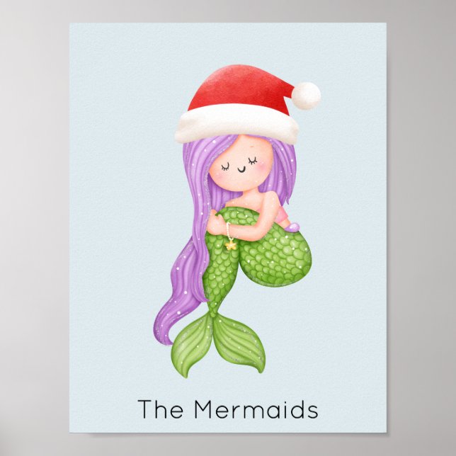 Mermaid Santa Christmas Poster (Front)
